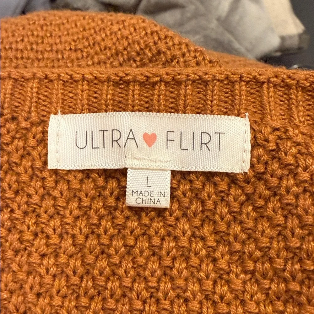 Ultra Flirt Rust Knit Fitted Open Back Boho Chic Cowgirl Halter Style Dress - Picture 6 of 11